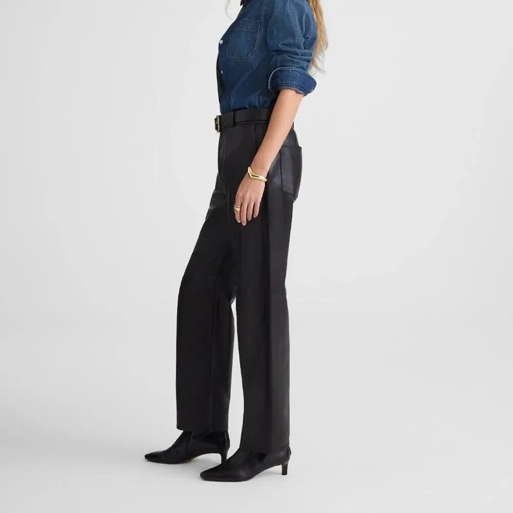 NWT Madewell The Balloon Pant in Leather Black 26 ****Damage